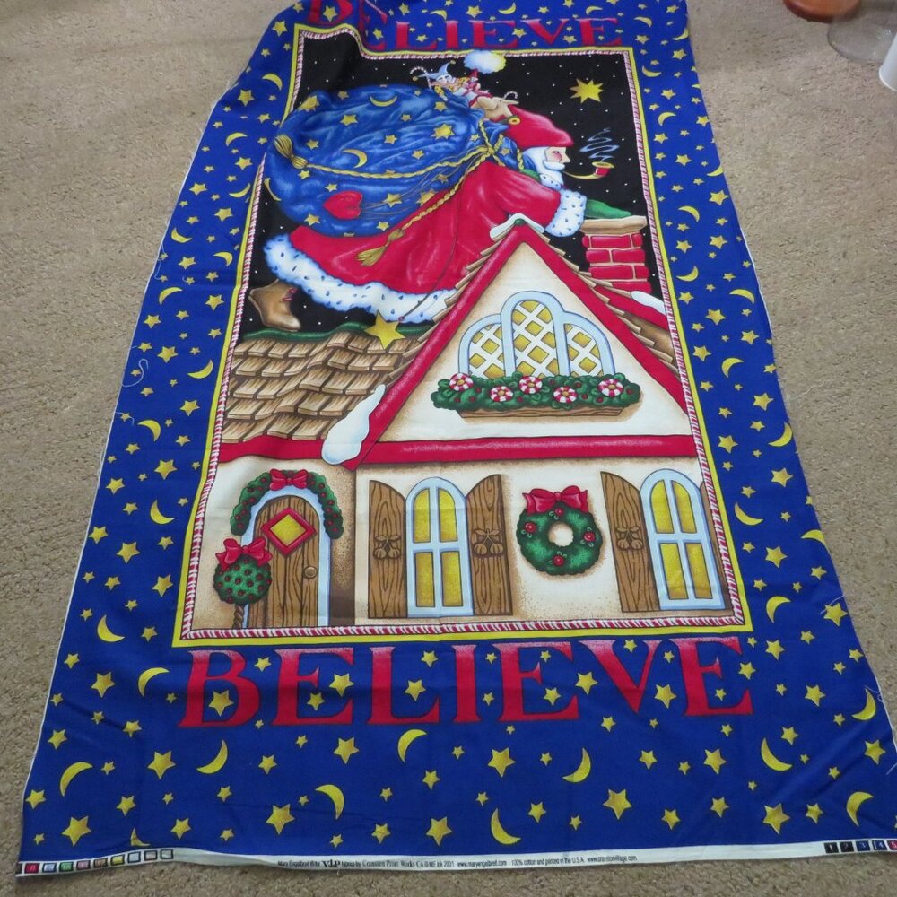 Mary Engelbreit VIP Fabrics Cranston Believe Santa Christmas Cotton Panel